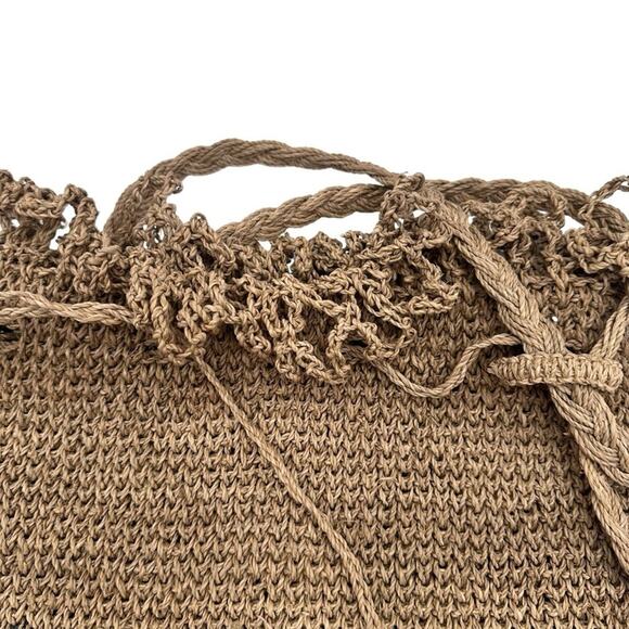BOHO Vintage Folk Craft Bag Large Backpack Hand knitted Made of Plants - vegan main image 6